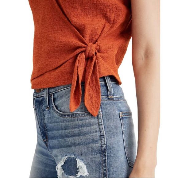 Madewell Burnt Orange “Texture & Thread” Wrap Side Tie Blouse - Picture 10 of 12